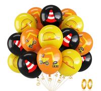 Construction Party Decorations Balloons, 12 Inch Construction Birthday Party Decorations Excavator Printed Latex Balloons Vehicle Helmet Barricade Balloons for Boys Kids Birthday Party Supplies