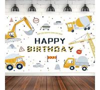 Construction Photography Backdrop Digger Excavator Dump Trucks Boy Background Happy Birthday Party Decorations Banner Poster 180X120cm