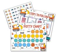 Construction Potty Training Sticker Chart, 10 Potty Charts with 216 Round Stickers & 1 Instruction Sheet, Potty Reward Sticker Chart for Toddlers Boys - A09