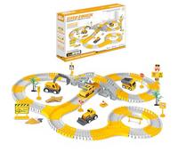 Construction Race Tracks Toys for Kids - 255-Piece Construction Car and Flexible Track Set Engineering Track Playset Gift for 3 4 5 6 Year Old Boys Girls