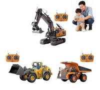 Construction Rc Set Of 4, 2026 New Excavator Trucks with Cool Lights and Sounds, Complete Control Over The Site, Alloy + Plastic Material, 2.4ghz Remote, 360 Rotation (A1+B1+C1)