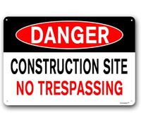 Construction Sign,Construction Warning Sign,No Trespassing Sign,Outdoor Construction Sign "Construction Site No Trespassing" 20x30cm Metal Aluminum Sign
