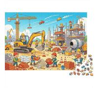 Construction Site Adult Jigsaws 1000Pc Recycled Material Cartoon Workers Jigsaw Puzzle Educational Game Decompression Parent Child Game Props for Home 52x38cm/1000pcs