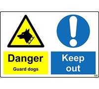 Construction site Safety Danger Guard Dog Keep Out Safety Sign - Self Adhesive Sticker 300mm x 200mm