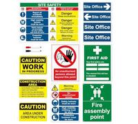 Construction Site Safety Signs - 14 Pack - Durable PVC Rigid Plastic, Weatherproof Health and Safety Building Site Signs, 4 Pre-Drilled Holes for Easy Installation