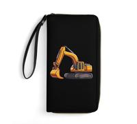 Construction Site Truck Driving Leather Wallet Large Capacity Wallets with Zippered for Men Women