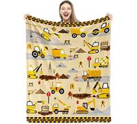 Construction Throw Blanket for Boys Digger Excavator Tractor Flannel Fleece Blankets Soft Dump Truck Cars Plush Blanket Fuzzy Engineering Vehicle Blanket for Kids Toddler Birthday Gifts, 100x130 cm