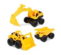 Relaxdays Children’s Construction Site Vehicles, Set of 3, Excavator, Loader & Truck, Sandbox Toys, Plastic