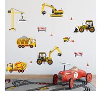 Construction Transportation Wall Decals Car Truck Plane Boys Wall Stickers Kids Bedroom Baby Nursery Playroom Wall Décor