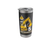 Construction Truck 5th Birthday 5 Years Old Digger Builder Stainless Steel Insulated Tumbler
