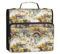 Construction Truck Cartoon Grader Road 1.5 Inch 3 Ringing Document Binder Organizer with Shoulder Strap & Handle Laege