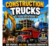 Construction Trucks Coloring Book: Easy and Fun Coloring Pages Featuring Bulldozers, Excavators, Dump Trucks, and Cranes