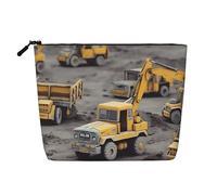 Construction Trucks Cosmetic Bag for Women- Portable Travel Organiser, Toiletry Bag with Zip Closure
