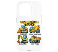 Construction Trucks for Kids Bulldozer Digger Truck Lover Case for iPhone 15 Pro