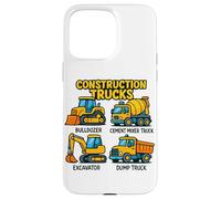 Construction Trucks for Kids Bulldozer Digger Truck Lover Case for iPhone 15 Pro Max
