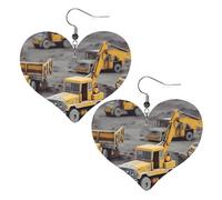Construction Trucks Leather Earrings for Women Heart Earrings Lightweight Dangle Drop Earrings Cute Jewelry Gift