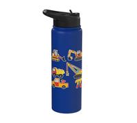 Construction Trucks Math Day 3.14 Happy Pi Day Stainless Steel Insulated Water Bottle