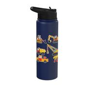 Construction Trucks Math Day 3.14 Happy Pi Day Stainless Steel Insulated Water Bottle