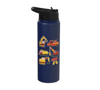 Construction Trucks Pi Day 3.14 Happy Math Day Stainless Steel Insulated Water Bottle