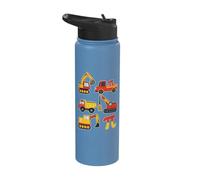 Construction Trucks Pi Day 3.14 Happy Math Day Stainless Steel Insulated Water Bottle