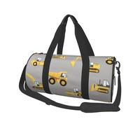 Construction Trucks Print Round Duffel Bag, Canvas Overnight Travel Tote Bag, Waterproof and Tear-Resistant.Foldable Weekend Travel Bag