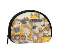 Construction Trucks Printed Coin Purse Wallet, Shell Shape Mini Change Pouch Holder for Men Women