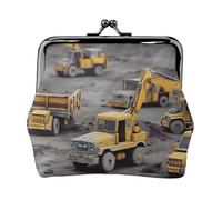 Construction Trucks Small Coin Purse For Women, Kiss-Lock Wallet Leather Cute Coin Wallet Mini Coin Pouch Change Purse Key Holder