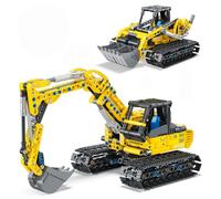 Construction Vehicle Building Kit, 2-in-1 Excavator and Bulldozer STEM Toys with 399 Pieces for Kids Creative Learning, Ideal for Birthday Gifts and Educational Play