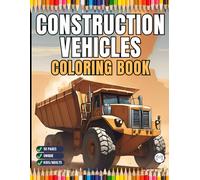 Construction Vehicle Coloring Book Gift for Men Women Adults Kids Boys Girls Teens Children 50 Pages Construction Truck Coloring Pages Construction ... Site Workers Relaxation Coloring Book Present