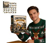 Construction Vehicles Advent Calendar 2026, 24Pcs 3D Figurines for All Ages | Tidy finished pieces, Clean finished edges, Numbered doors to open, Sturdy hinged lid, Sit level on a shelf