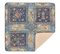 Construction Vehicles Dump Truck Grader Bohemian Boho Vintage Style Flower Large Non-Slip Baby Gym & Activity Mat for Floor Cozy Breathable Activity Gym Mat for Babies Infants