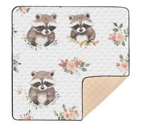 Construction Vehicles Dump Truck Grader Cartoon Raccoon White Large Sturdy Baby Playmat for Floor Non-Toxic Baby Kick Crawling Mat for Baby Toddler Infant, 50'' x 50''