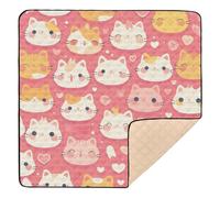 Construction Vehicles Dump Truck Grader Cat Faces Large Sturdy Baby Gym & Activity Mat for Floor Portable Activity Entertainment Mat for Baby Kids Toddlers Infants, 50'' x 50''