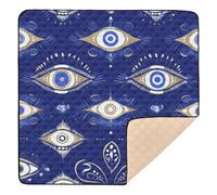 Construction Vehicles Dump Truck Grader Evil Eye Magic Blue Soft Foam Baby Playmat for Indoor Outdoor Portable Tummy Time & Crawling Mat for Baby Toddler Infant, 50'' x 50''