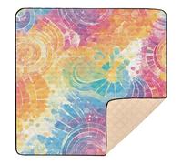 Construction Vehicles Dump Truck Grader Lightgrey Tie-dye Background Vibrant Colors and Swirling Patterns Tie-dye Pattern Cute Foldable Baby Playmat for Floor Waterproof Playroom Activity Mat
