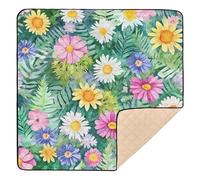 Construction Vehicles Dump Truck Grader New Zealand Silver Fern Beauty Summer Flowers Soft Padded Baby Gym & Activity Mat for Indoor Outdoor Non-Toxic Padded Play Mat for Baby Kids Toddlers