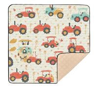 Construction Vehicles Dump Truck Grader Red Old Wheeled Tractors Large Sturdy Baby Playmat for Indoor Outdoor Cozy Breathable Baby Crawling Mat for Baby Toddler Infant, 50'' x 50''