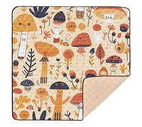 Construction Vehicles Dump Truck Grader Safari Mushroom Pattern Design Large Non-Slip Baby Playmat for Indoor Outdoor Waterproof Baby Kick Crawling Mat for Baby Toddler Infant, 50'' x 50''