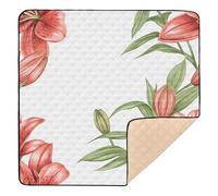 Construction Vehicles Dump Truck Grader Saskatchewan Western Red Lily Beauty Summer Flowers Large Stylish Baby Playmat for Indoor Outdoor Comfortable Activity Entertainment Mat for