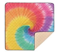 Construction Vehicles Dump Truck Grader Tie-dye Pattern Rainbow Colors Tie-dye Background Large Non-Slip Baby Play Mat for Floor Comfortable Travel Play Mat for Baby Kids Toddlers Infants,