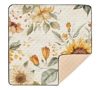 Construction Vehicles Dump Truck Grader Ukraine Sunflower Beauty Summer Flowers Soft Padded Baby Playmat for Floor Water Resistant Kicking Mat for Baby Toddler Infant, 50'' x 50''