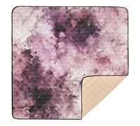 Construction Vehicles Dump Truck Grader Watercolor Abstract Splash-Ink Dark Purple Large Sturdy Baby Gym & Activity Mat for Floor Portable Padded Baby Mat for Baby Toddler Infant, 50'' x 50''