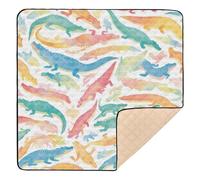Construction Vehicles Dump Truck Grader Watercolor Crocodiles Soft Foam Baby Playmat for Floor Comfortable Baby Kick Crawling Mat for Baby Kids Toddlers Infants, 50'' x 50''