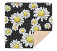Construction Vehicles Dump Truck Grader Yellow White Daisies Flowers Large Stylish Baby Playmat for Indoor Outdoor Lightweight Tummy Time Activity Mat for Baby Toddler Infant, 50'' x 50''