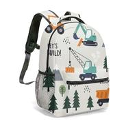 Construction Vehicles Rucksack for Toddler Boys - 40cm Kids Backpack with Excavator Truck Bulldozer Print, Durable Nursery & Preschool School Bag for Children, Yellow/Orange (05)