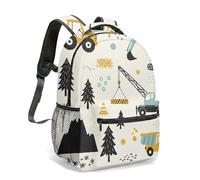 Construction Vehicles Rucksack for Toddler Boys - 40cm Kids Backpack with Excavator Truck Bulldozer Print, Durable Nursery & Preschool School Bag for Children, Yellow/Orange (04)