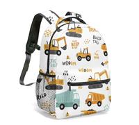 Construction Vehicles Rucksack for Toddler Boys - 40cm Kids Backpack with Excavator Truck Bulldozer Print, Durable Nursery & Preschool School Bag for Children, Yellow/Orange (01)