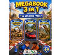 Construction Vehicles, Super Cars & Dinosaur Coloring Book for Boys Ages 6-9: 3 in 1 Coloring Book with 60 Fun Single-Sided Pages for Kids (Smash Kids 3 in 1 Coloring Book Collection)