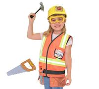 Construction Worker - 5 Pieces Engineering Role Play Game Dress Up Kit, Cosplay Uniform Outfit | Deceive the Game with Games, Kids Halloween Party Design, Career Exploration Toy, Children's Paid