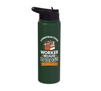 Construction Worker Because Badass is not a Job Title Stainless Steel Insulated Water Bottle